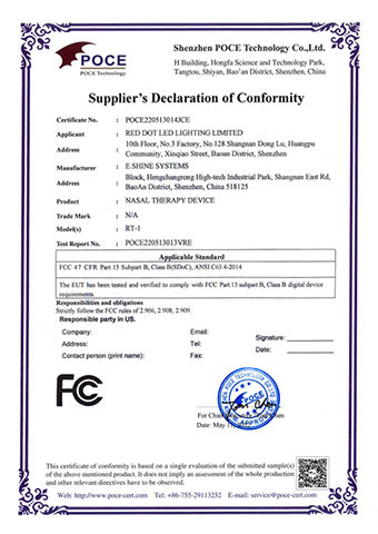 Certyfikat FCC panel LED